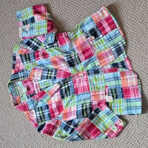 Preppy LL BEAN Madras Plaid Patchwork Jacket Blazer 100% Cotton 6